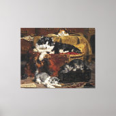 kutzwart en witte kat met Kittens Canvas Afdruk (Voorkant)