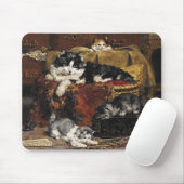 kutzwart en witte kat met Kittens Muismat (Met muis)