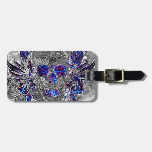 Kutzwart wit kleurig neonschedelbedekking bagagelabel (Voorkant horizontaal)