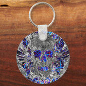 Kutzwart wit kleurig neonschedelbedekking sleutelhanger (Voorkant)