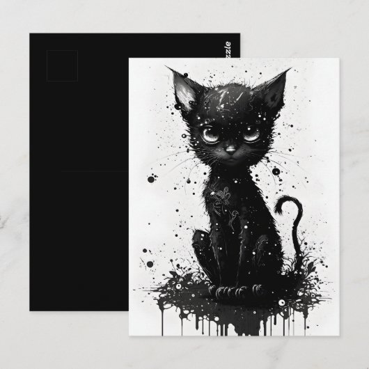 Kutzwart, zwarte inkt, Gothic Briefkaart (Voorkant / Achterkant)