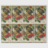 KUUT CHRISTMAS DOG MET RODE BOE EN HOLLYBERRIA CADEAUPAPIER (Vlak)