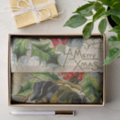 KUUT CHRISTMAS DOG MET RODE BOE EN HOLLYBERRIA TISSUEPAPIER (Geschenk)