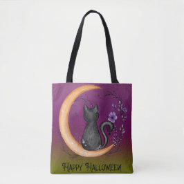 KUUT HALLOEEN ZWARTE VANGSTEN MET MOON BOOKS TOTE BAG