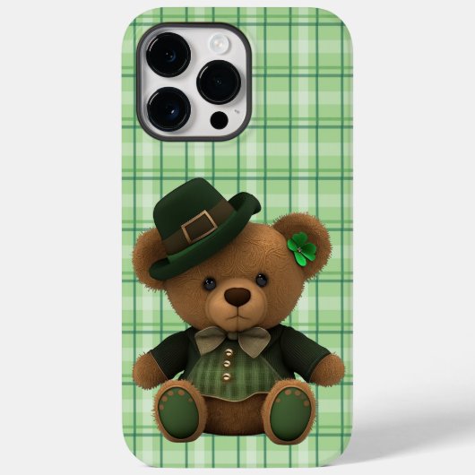 KUUT IRISH TEDDY BEAR MET GROENE PLAID PATTERN Case-Mate iPhone CASE (Achterkant)