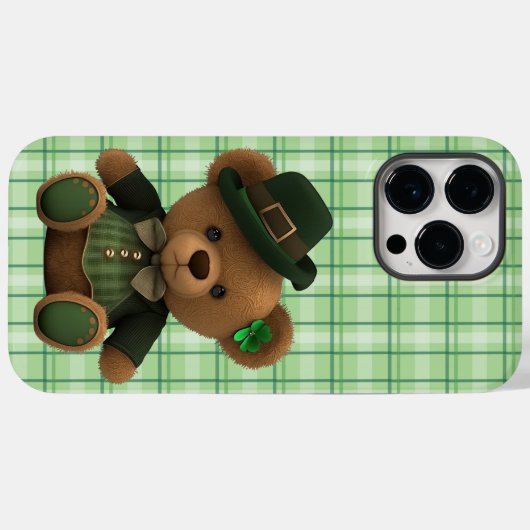KUUT IRISH TEDDY BEAR MET GROENE PLAID PATTERN Case-Mate iPhone CASE (Achterkant (horizontaal))