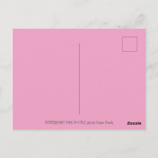 KUUT PEPPERMINT PINK POODLE EN SNOWGLOBE SNOWMAN BRIEFKAART (Achterkant)