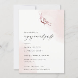 KUUTE BLUSH WATERVERF BUTTERFLY VERLOVING INVITE BEDANKKAART