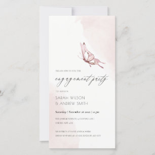 KUUTE BLUSH WATERVERF BUTTERFLY VERLOVING INVITE BEDANKKAART