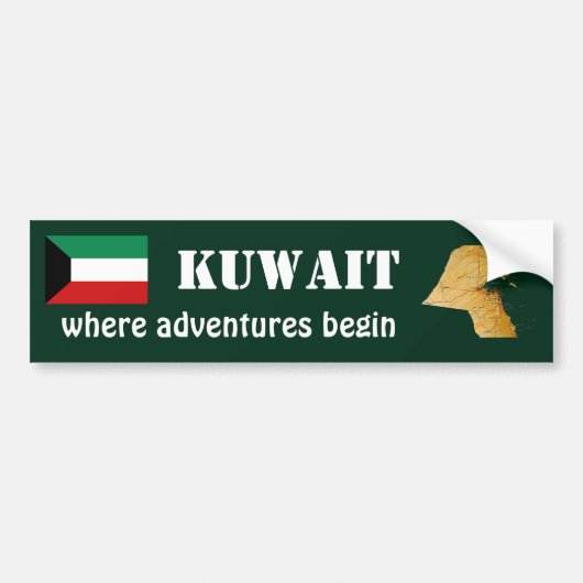 Kuvaitse vlag + kaart bumpersticker (Voorkant)