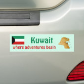 Kuvaitse vlag + kaart bumpersticker (Op auto)