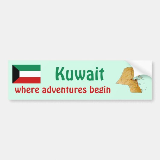 Kuvaitse vlag + kaart bumpersticker (Voorkant)