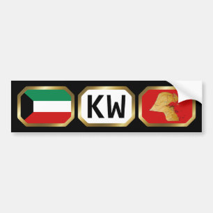Kuvaitse vlag kaart code bumpersticker