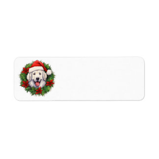 Kuvasz Christmas Wreath Etiket