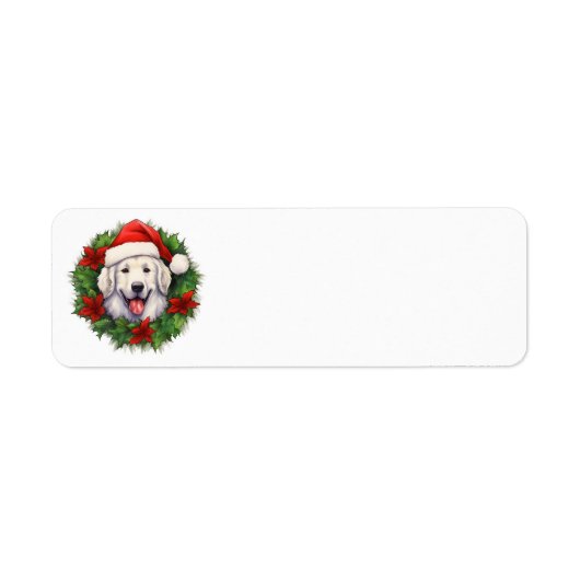 Kuvasz Christmas Wreath Etiket (Voorkant)