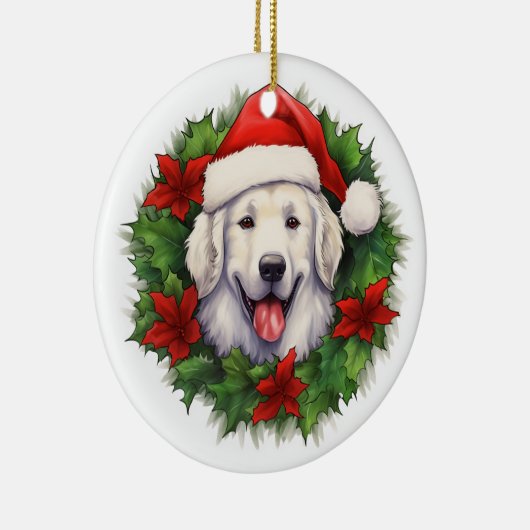 Kuvasz Christmas Wreath Keramisch Ornament (Rechts)