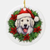 Kuvasz Christmas Wreath Keramisch Ornament (Achterkant)