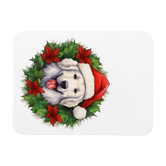 Kuvasz Christmas Wreath Magneet (Horizontaal)