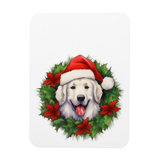 Kuvasz Christmas Wreath Magneet (Verticaal)