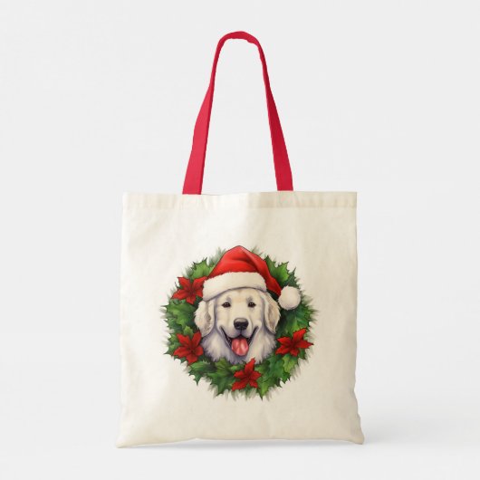 Kuvasz Christmas Wreath Tote Bag (Achterkant)