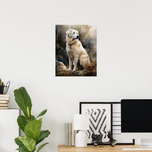 Kuvasz Dog Art Print Poster (Thuiskantoor)