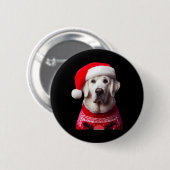 Kuvasz hond met kerstmuts kerstmis eigenaar lov ronde button 5,7 cm (Voorkant /achterkant)