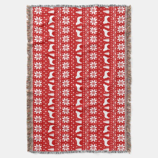 Kuvasz Hond Silhouetten Kerstvakantie Patroon Deken (Voorkant Verticaal)