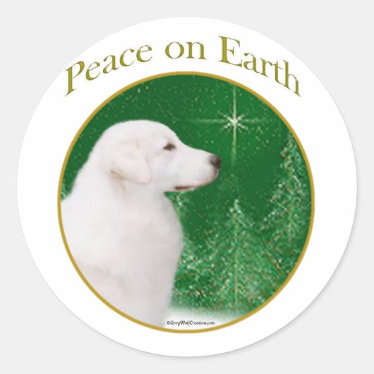Kuvasz Peace Ronde Sticker (Voorkant)