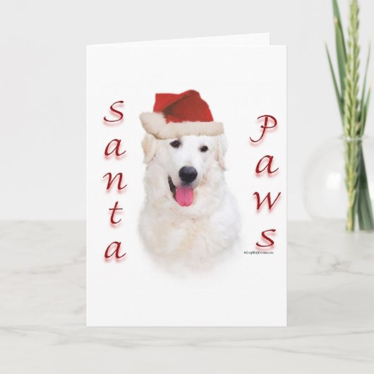 Kuvasz Santa Paws Feestdagen Kaart (Voorkant)