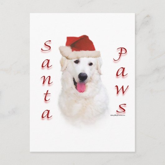 Kuvasz Santa Paws Feestdagenkaart (Voorkant)