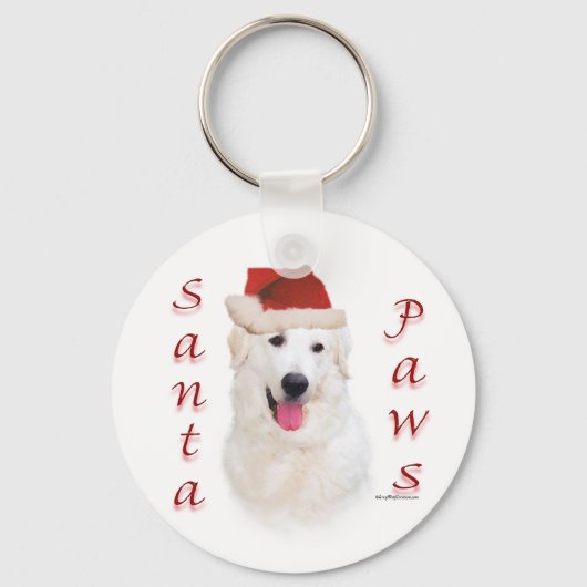 Kuvasz Santa Paws Sleutelhanger (Voorkant)
