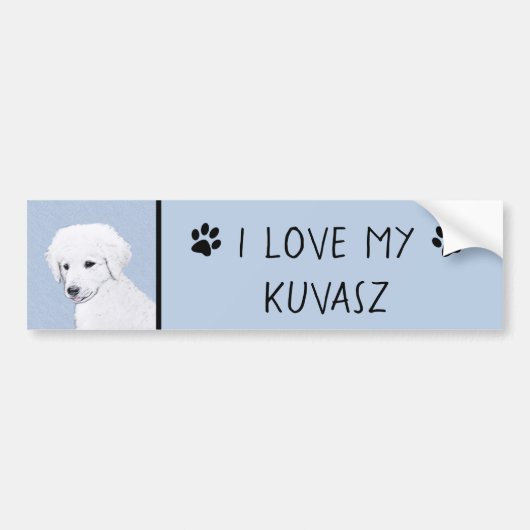 Kuvasz-schildering - Cute Original Dog Art Bumpersticker (Voorkant)