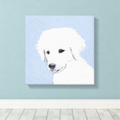 Kuvasz-schildering - Cute Original Dog Art Canvas Afdruk (Insitu (Houten vloer))