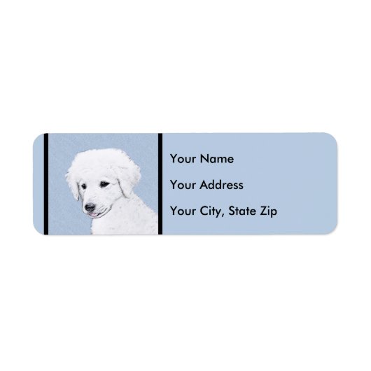Kuvasz-schildering - Cute Original Dog Art Etiket (Voorkant)
