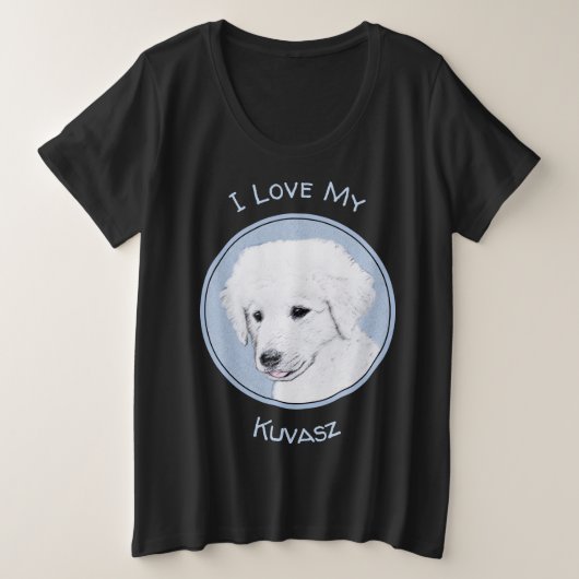 Kuvasz-schildering - Cute Original Dog Art Grote Maat T-shirt (Design voorkant)