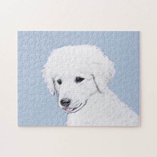 Kuvasz-schildering - Cute Original Dog Art Legpuzzel (Horizontaal)