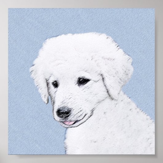 Kuvasz-schildering - Cute Original Dog Art Poster (Voorkant)