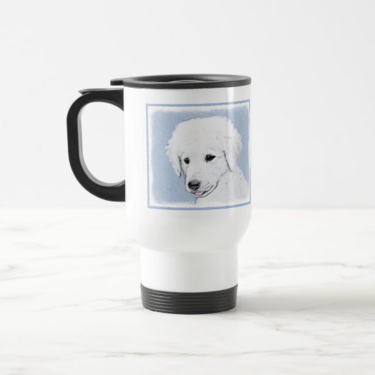 Kuvasz-schildering - Cute Original Dog Art Reisbeker (Links)