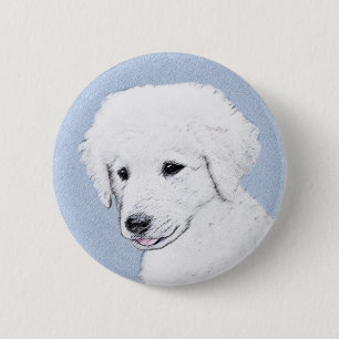 Kuvasz-schildering - Cute Original Dog Art Ronde Button 5,7 Cm