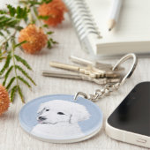 Kuvasz-schildering - Cute Original Dog Art Sleutelhanger (Voorkant Rechts)