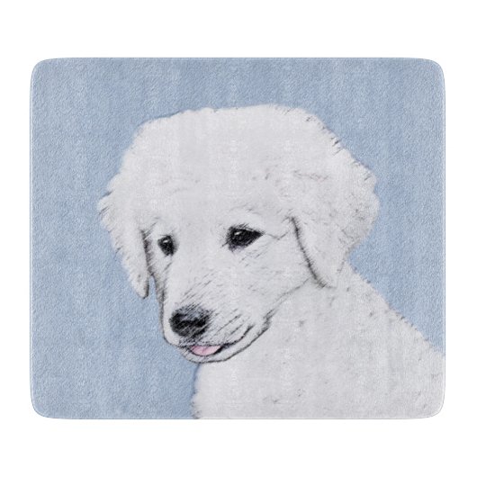 Kuvasz-schildering - Cute Original Dog Art Snijplank (Voorkant)