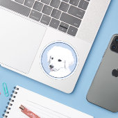 Kuvasz-schildering - Cute Original Dog Art Sticker (Laptop met iPhone)