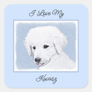Kuvasz-schildering - Cute Original Dog Art Vierkante Sticker