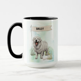 Kuvasz Watercolor Personalized Dog Mok
