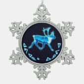 Kuvianak Innovia - Blue Cariou (rendier) Tin Sneeuwvlok Ornament (Voorkant)