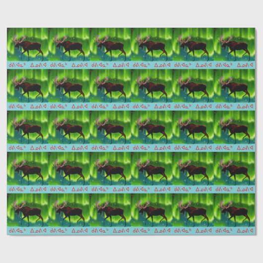 Kuvianak Innovia - Northern Lights Moose Cadeaupapier (Vlak)