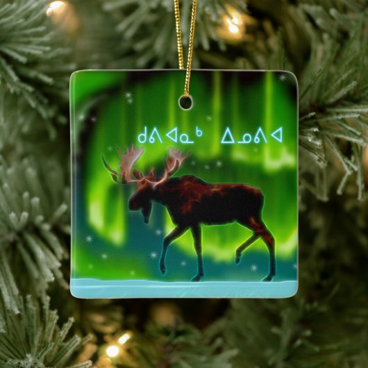 Kuvianak Innovia - Northern Lights Moose Keramisch Ornament (Boom)