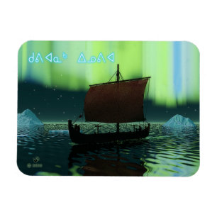 Kuvianak Innovia - Viking Ship and Northern Lights Magneet