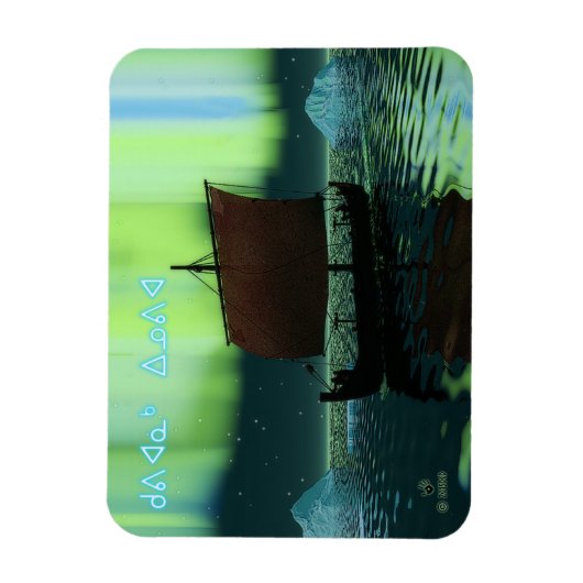 Kuvianak Innovia - Viking Ship and Northern Lights Magneet (Verticaal)