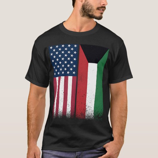 Kuwai Kuwaiti American Flags Proud USA Koeweit T-shirt (Voorkant)